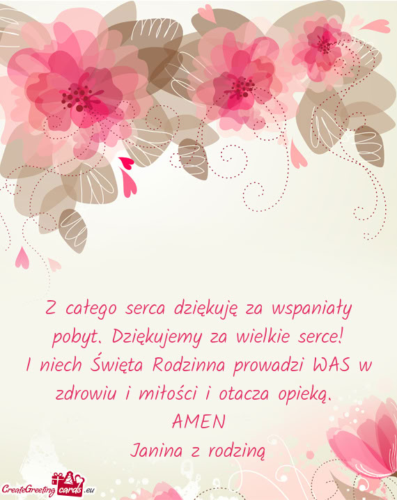 I niech Święta Rodzinna prowadzi WAS w zdrowiu i miłości i otacza opieką