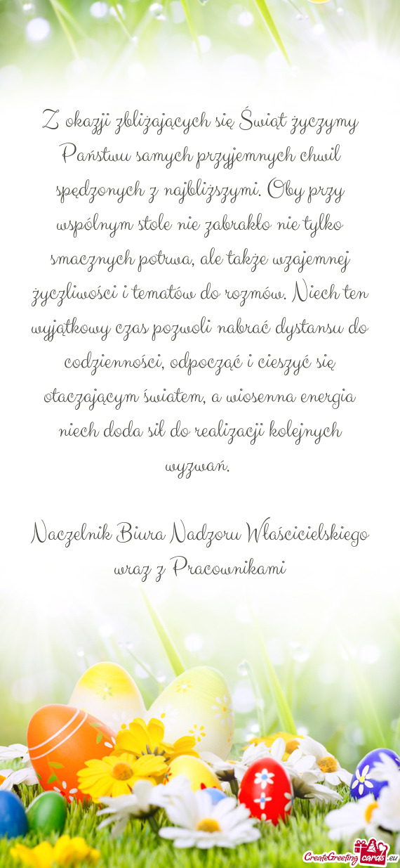 I, odpocząć i cieszyć się otaczającym światem, a wiosenna energia niech doda sił do realizacj