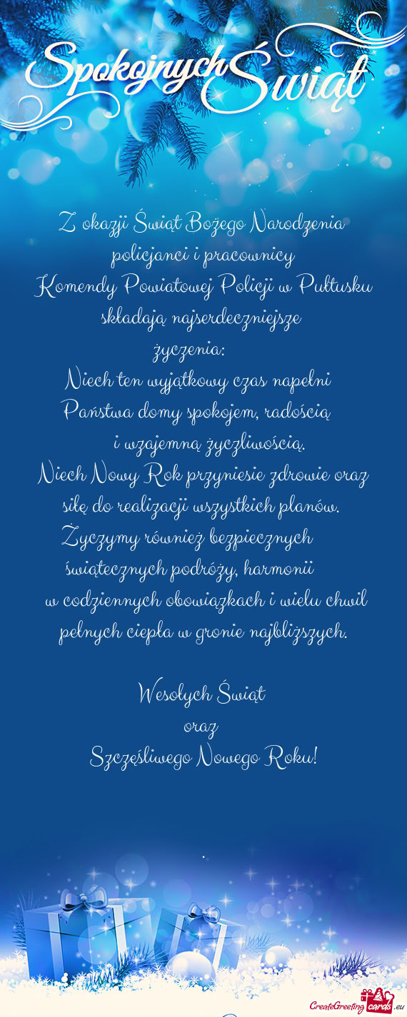 I    Państwa domy spokojem, radością    i wzajemną życzliwością