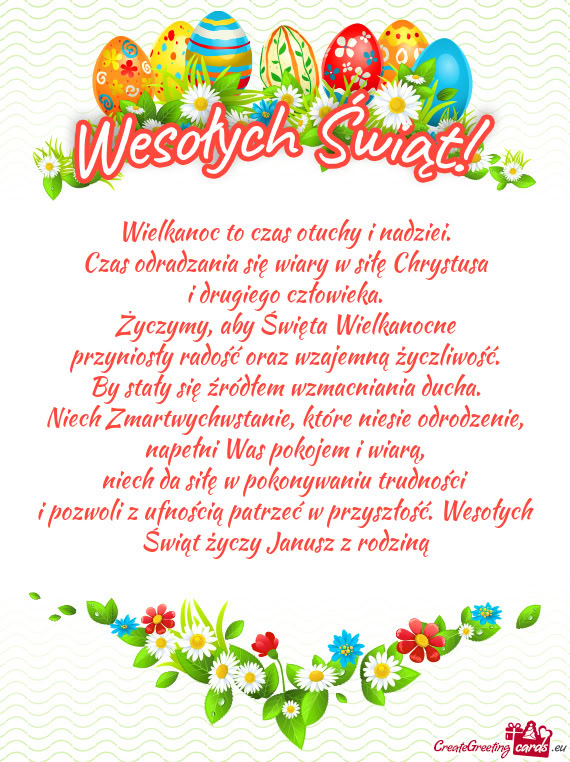 I pozwoli z ufnością patrzeć w przyszłość. Wesołych Świąt Janusz z rodziną