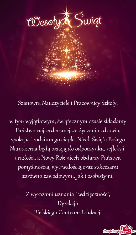 I radości, a Nowy Rok niech obdarzy Państwa pomyślnością, wytrwałością oraz sukcesami zarów