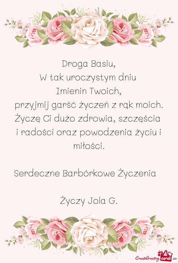 I radości oraz powodzenia życiu i miłości