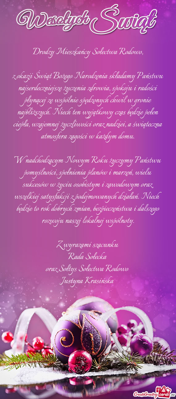 I radości płynącej ze wspólnie spędzonych chwil w gronie najbliższych. Niech ten wyjątkowy cz