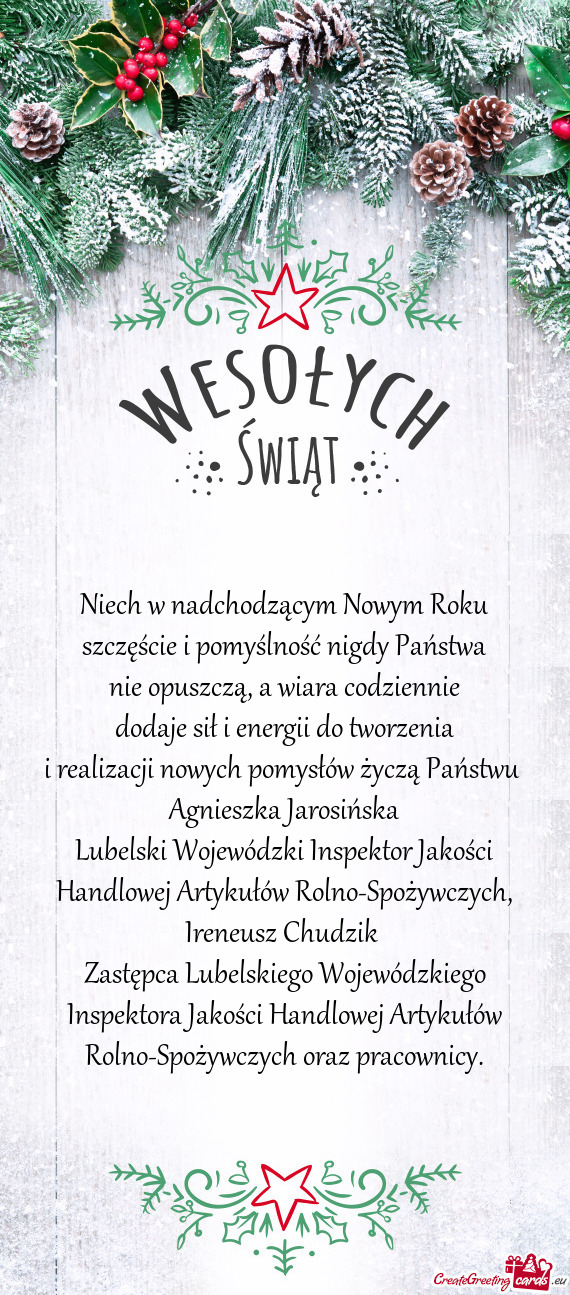 I realizacji nowych pomysłów życzą Państwu