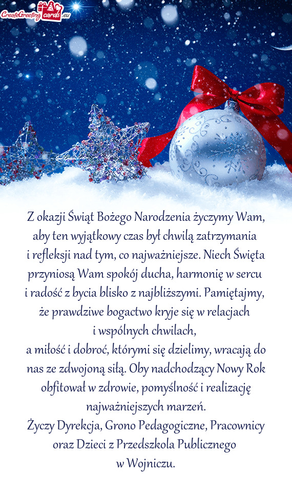 I refleksji nad tym, co najważniejsze. Niech Święta przyniosą Wam spokój ducha, harmonię w ser