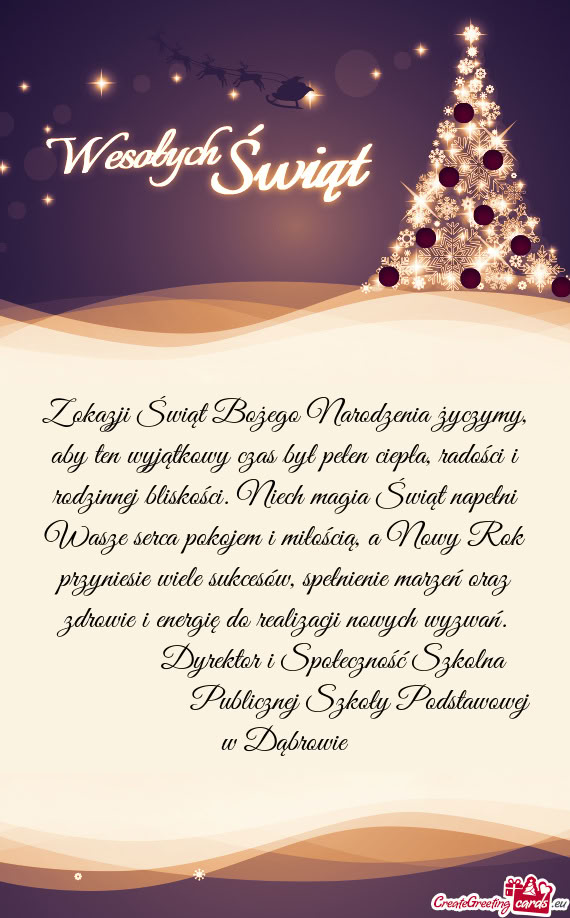 I rodzinnej bliskości. Niech magia Świąt napełni Wasze serca pokojem i miłością, a Nowy Rok p