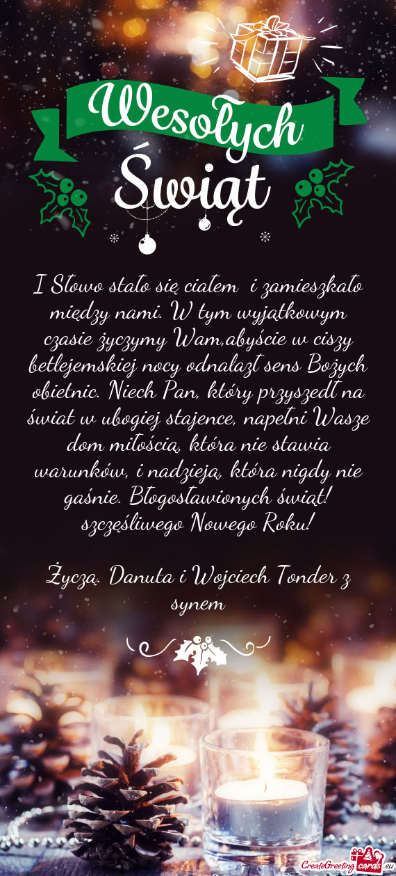 I Słowo stało się ciałem i zamieszkało między nami. W tym wyjątkowym czasie życzymy Wam,aby