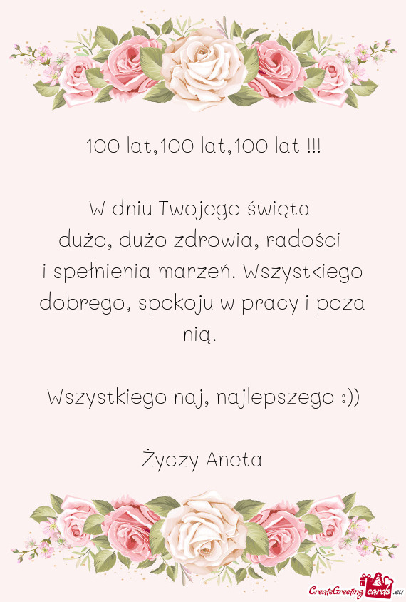 I spełnienia marzeń. Wszystkiego dobrego, spokoju w pracy i poza nią