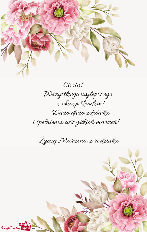 I spełnienia wszystkich marzeń!   Marzena z rodzinka