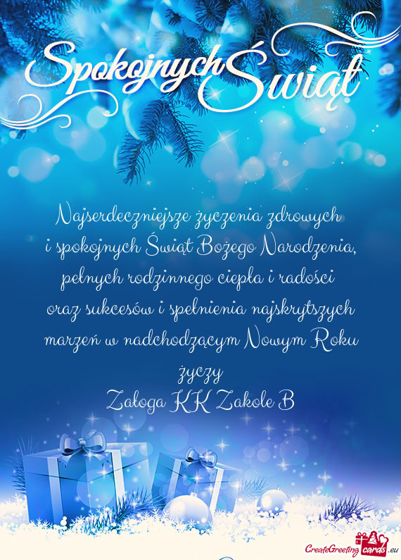I spokojnych Świąt Bożego Narodzenia, pełnych rodzinnego ciepła i radości