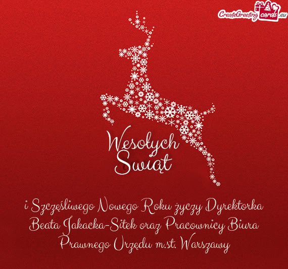 I Szczęśliwego Nowego Roku Dyrektorka Beata Jakacka-Sitek oraz Pracownicy Biura Prawnego Ur