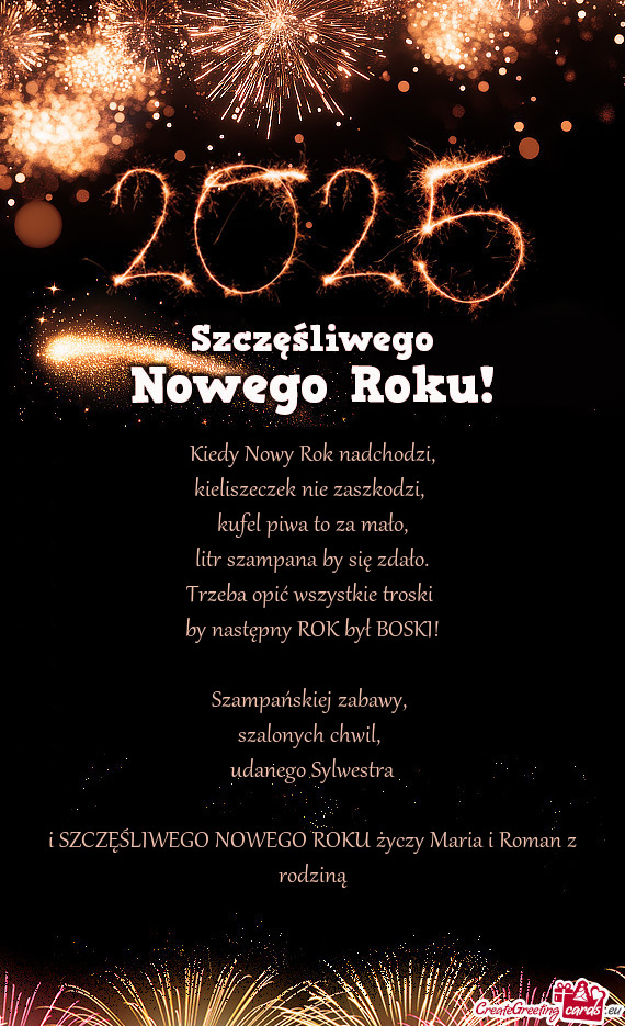 I SZCZĘŚLIWEGO NOWEGO ROKU Maria i Roman z rodziną