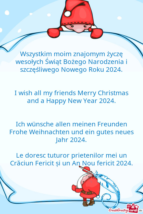 I wish all my friends Merry Christmas and a Happy New Year 2024