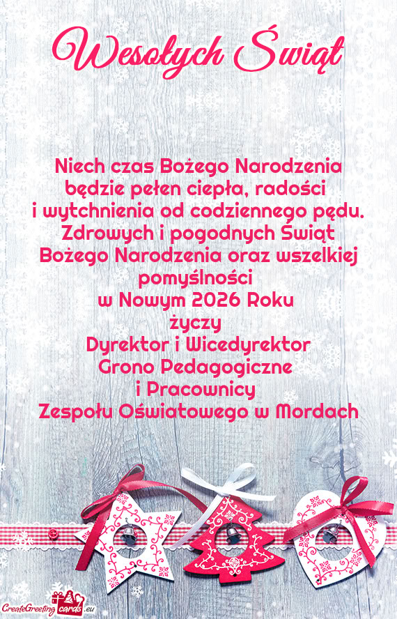 I wytchnienia od codziennego pędu. Zdrowych i pogodnych Świąt Bożego Narodzenia oraz wszelkiej p
