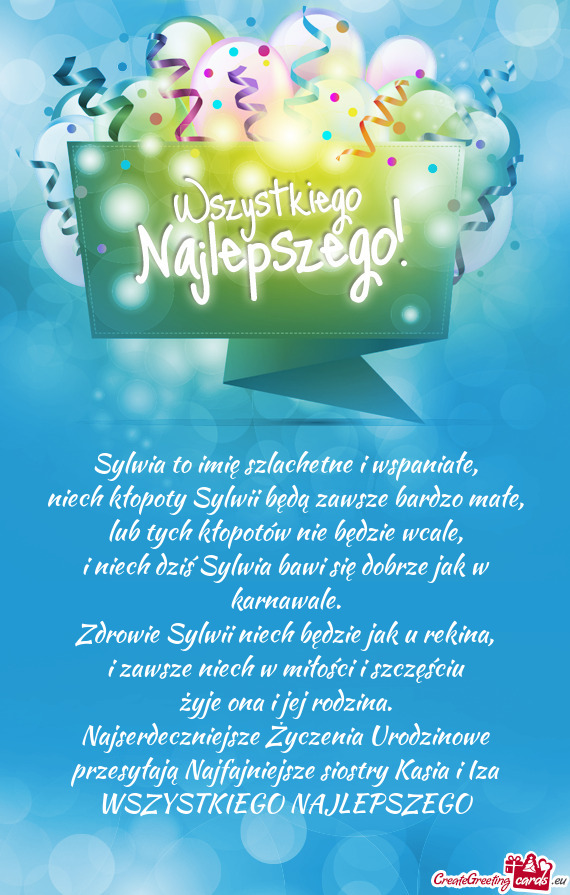 I zawsze niech w miłości i szczęściu