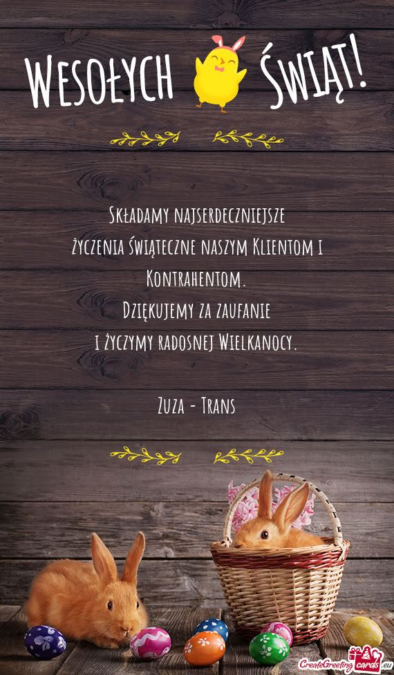 I życzymy radosnej Wielkanocy