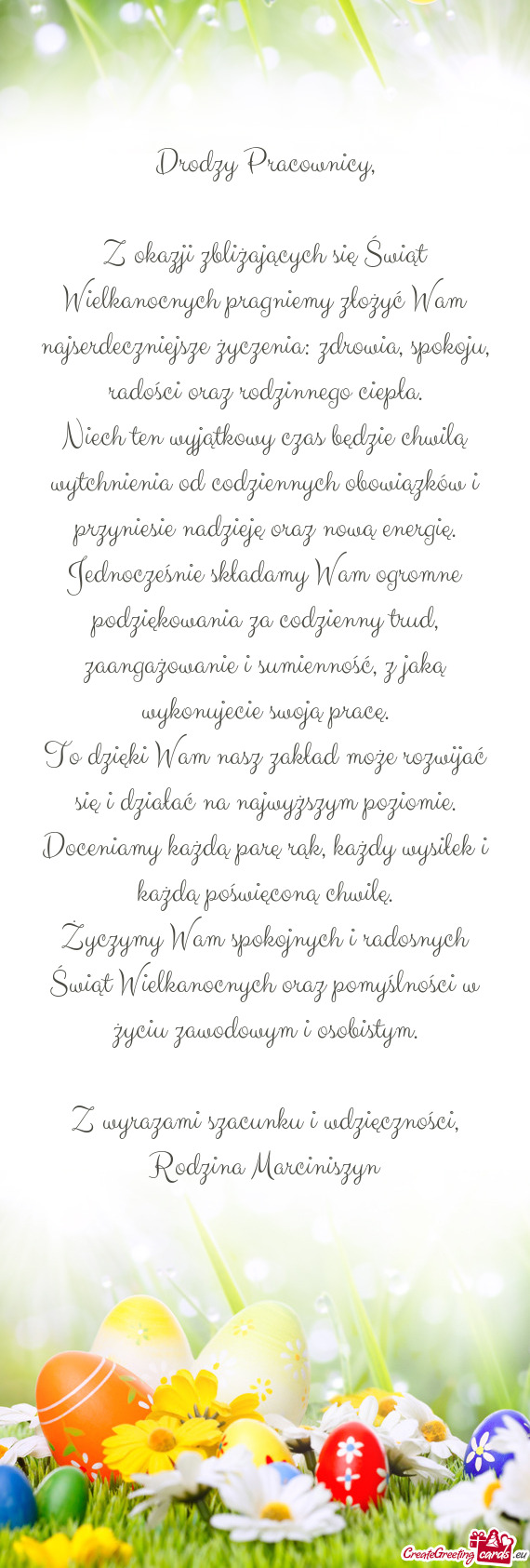 Ia: zdrowia, spokoju, radości oraz rodzinnego ciepła