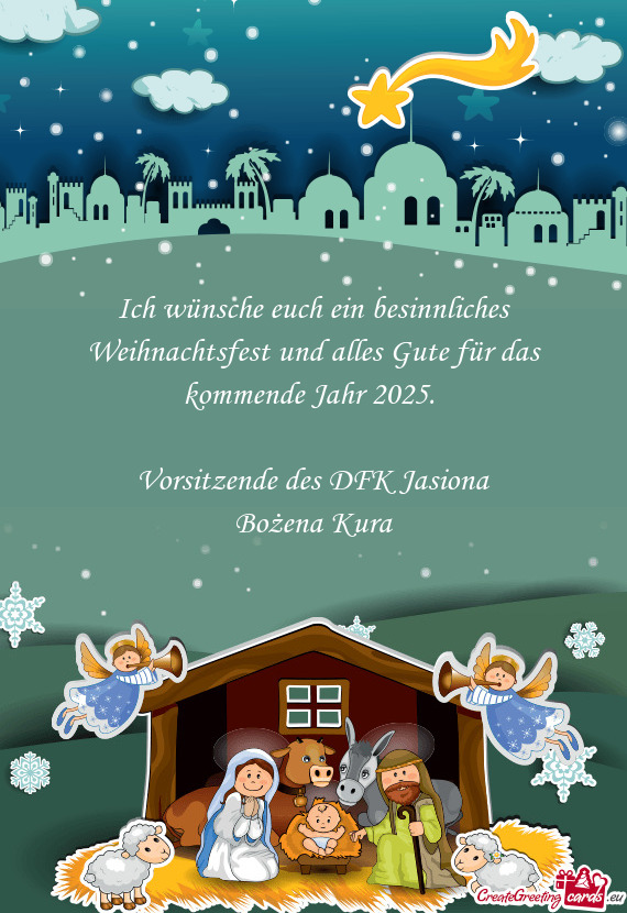 Ich wünsche euch ein besinnliches Weihnachtsfest und alles Gute für das