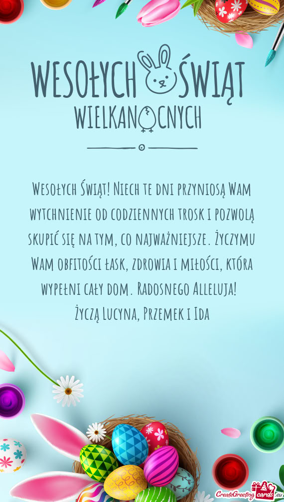 Ię na tym, co najważniejsze. Życzymu Wam obfitości łask, zdrowia i miłości, która wypełni c