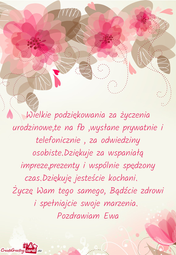 Iedziny osobiste.Dziękuje za wspaniałą impreze,prezenty i wspólnie spędzony czas.Dziękuję jes