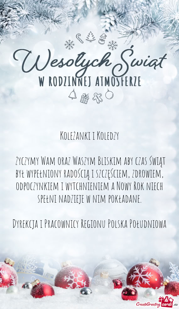 Iem, odpoczynkiem i wytchnieniem a Nowy Rok niech spełni nadzieje w nim pokładane