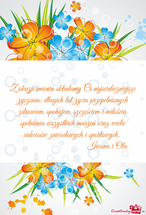 Iem, spokojem, szczęściem i miłością, spełnienia wszystkich marzeń oraz wielu sukcesów zawod