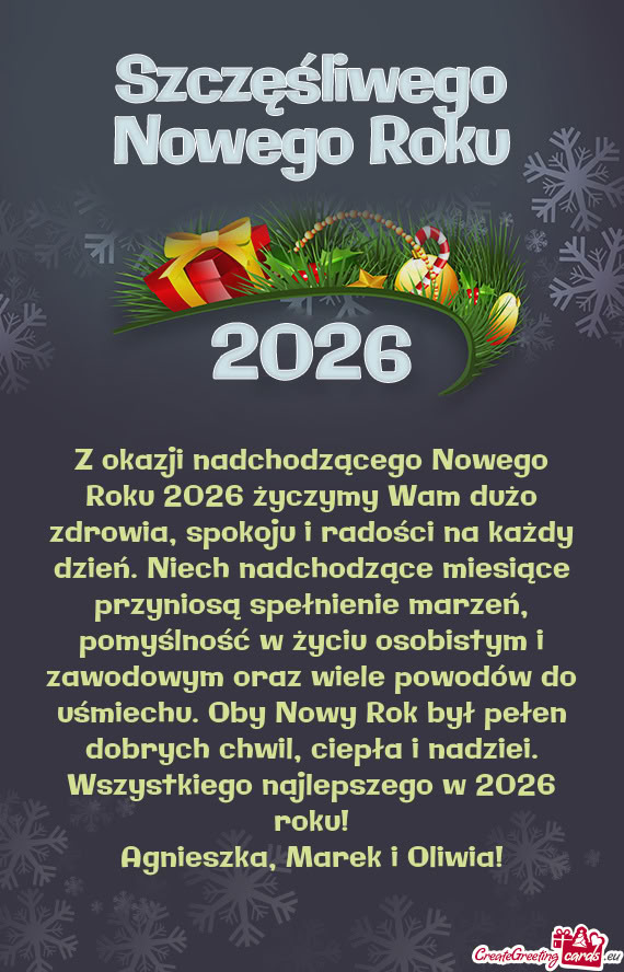 Ień. Niech nadchodzące miesiące przyniosą spełnienie marzeń, pomyślność w życiu osobistym