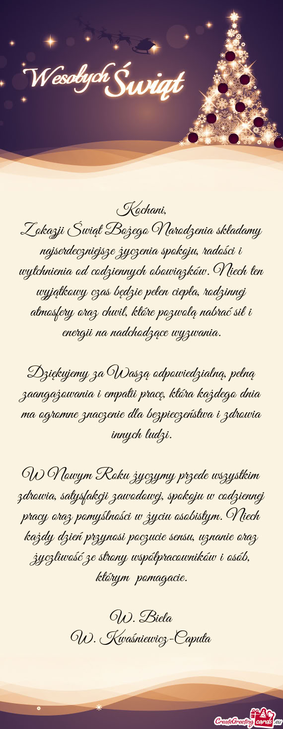 Ienia od codziennych obowiązków. Niech ten wyjątkowy czas będzie pełen ciepła, rodzinnej atmos