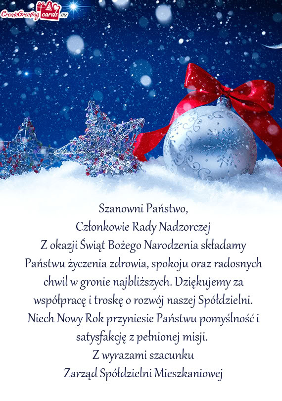 Il w gronie najbliższych. Dziękujemy za współpracę i troskę o rozwój naszej Spółdzielni. Ni