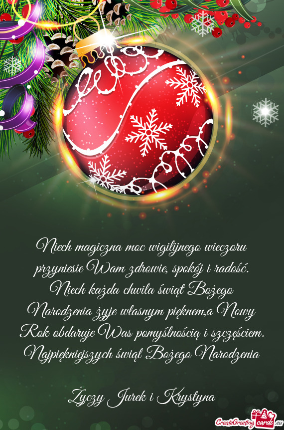 Ila świąt Bożego Narodzenia żyje własnym pięknem,a Nowy Rok obdaruje Was pomyślnością i szc