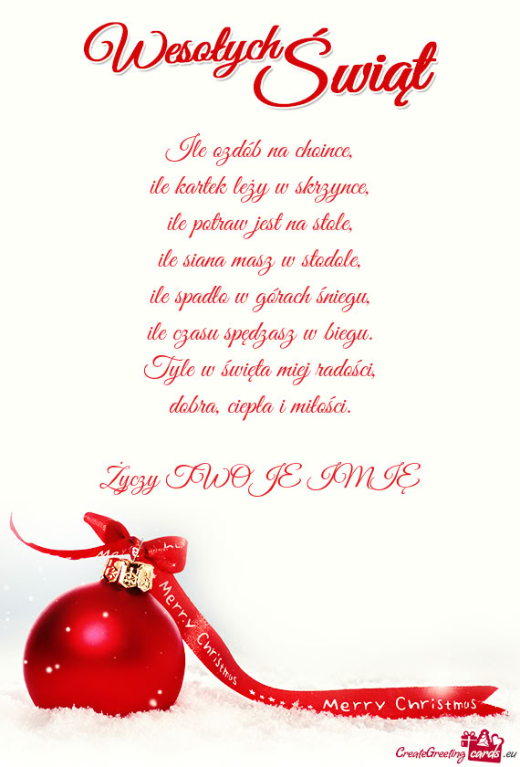 Ile ozdób na choince,  ile kartek leży w skrzynce,  ile potraw jest na