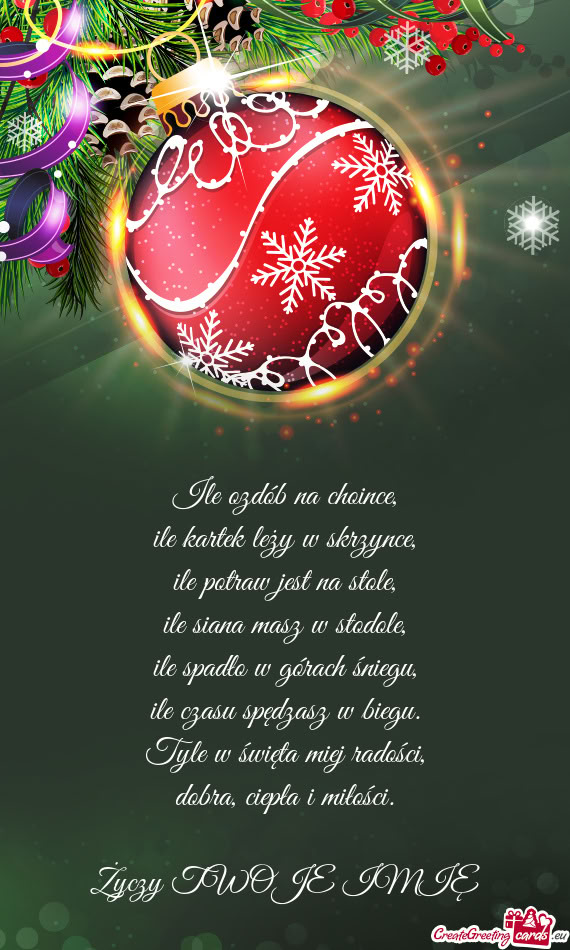 Ile ozdób na choince,  ile kartek leży w skrzynce,  ile potraw jest na