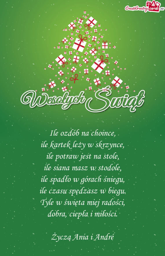 Ile ozdób na choince,  ile kartek leży w skrzynce,  ile potraw jest na