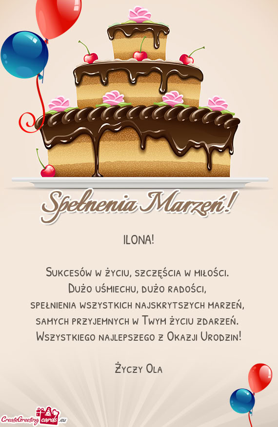 ILONA! Sukcesów w życiu