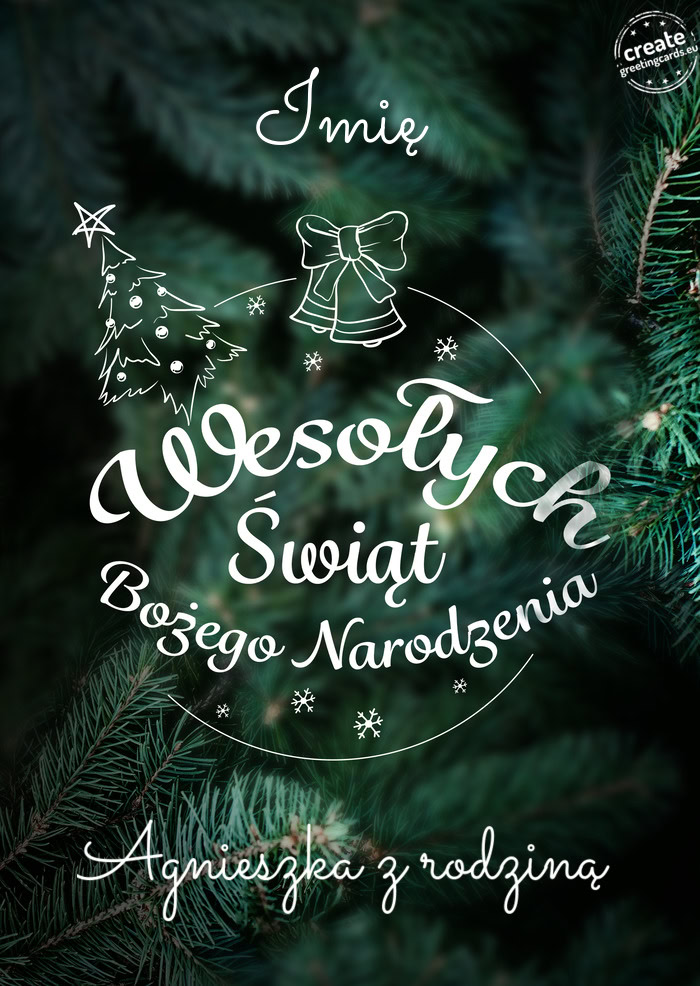 Imię Wesołych Świat Bożego Narodzenia Agnieszka z rodziną
