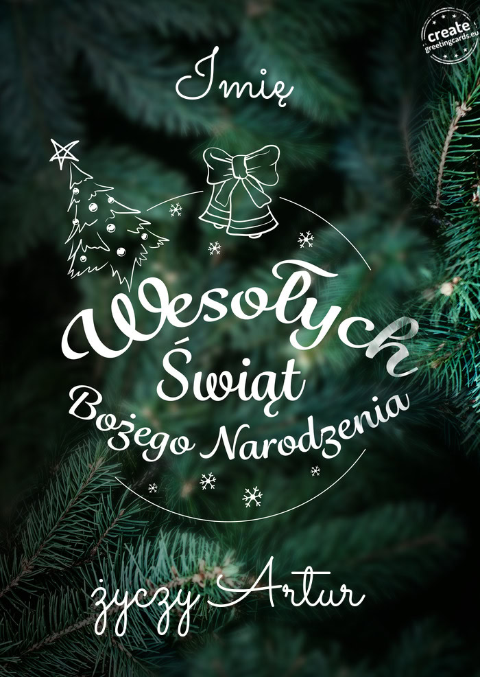 Imię Wesołych Świat Bożego Narodzenia Artur