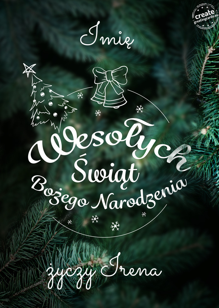 Imię Wesołych Świat Bożego Narodzenia Irena