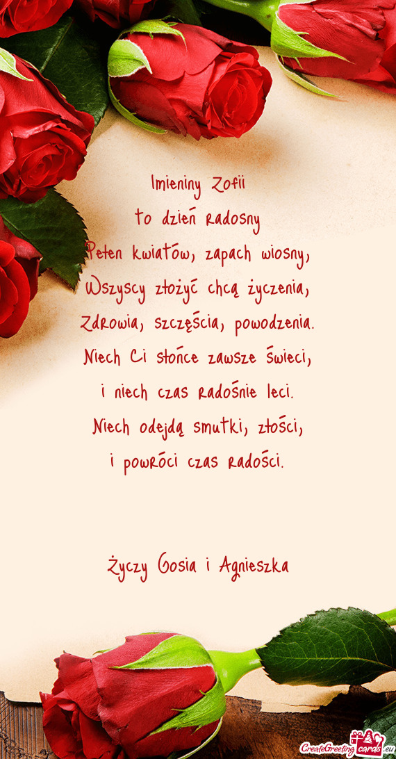 Imieniny Zofii to dzień radosny Pełen kwiatów