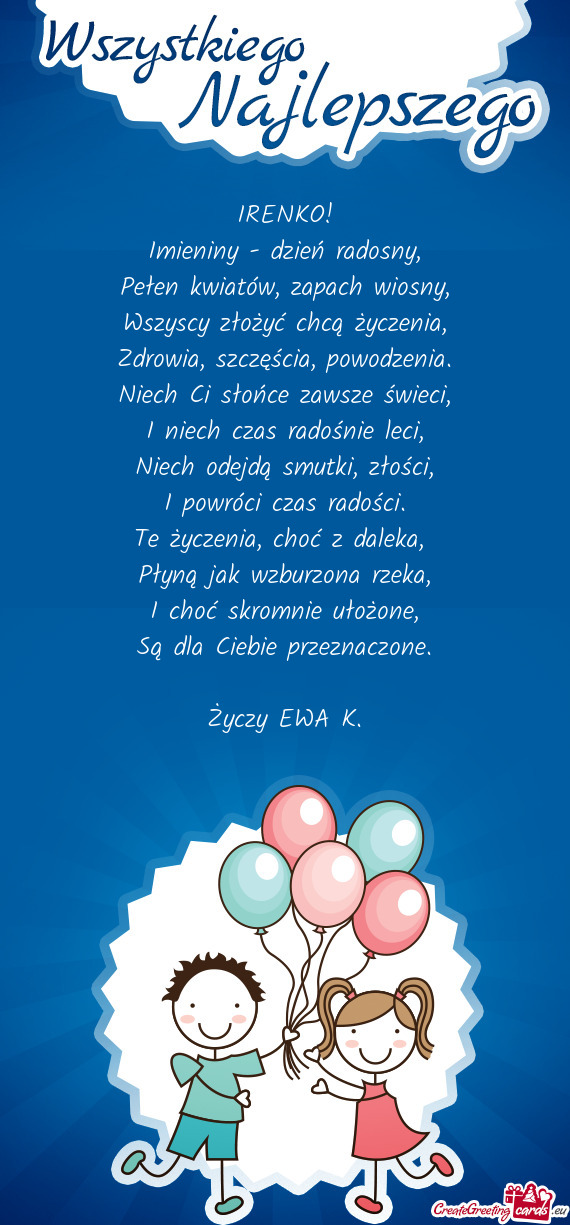 IRENKO! Imieniny - dzień radosny