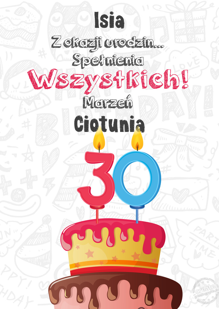 Isia Kartka z okazji 30 urodzin, Ciotunia