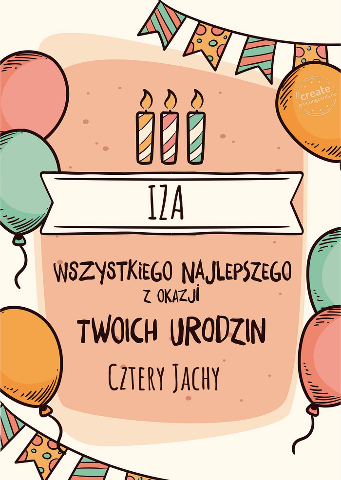 IZA Wszystkiego Najlepszego z okazji Twoich urodzin Cztery Jachy
