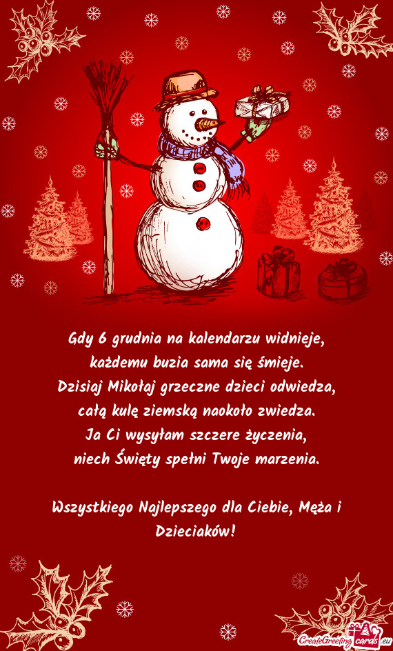 Ja Ci wysyłam szczere życzenia