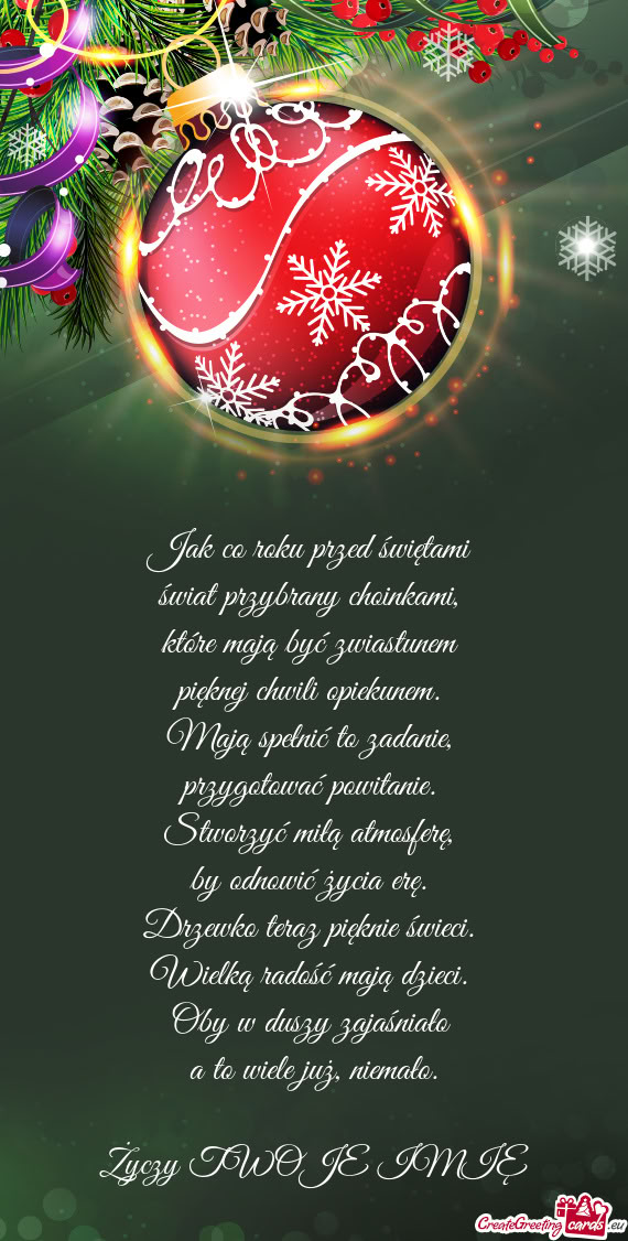 Jak co roku przed świętami   świat przybrany choinkami,   które mają być