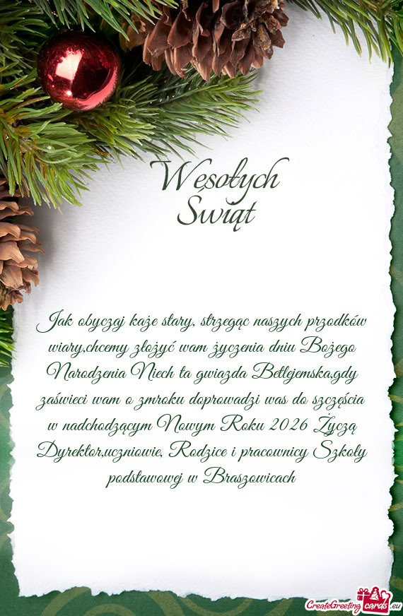 Jak obyczaj każe stary, strzegąc naszych przodków wiary,chcemy złożyć wam życzenia dniu Boże