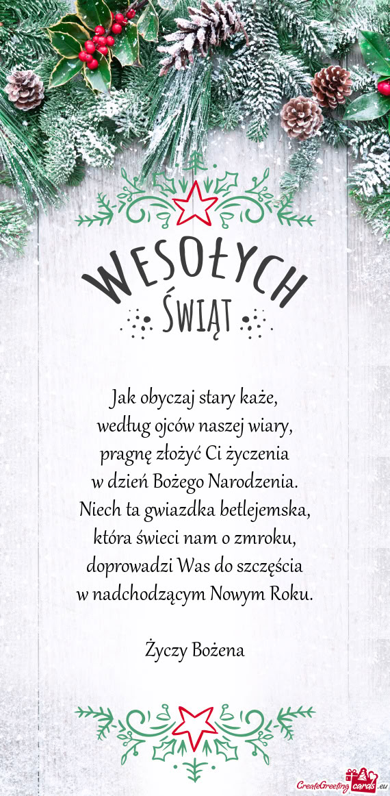 Jak obyczaj stary każe,  według ojców naszej wiary,  pragnę złożyć Ci
