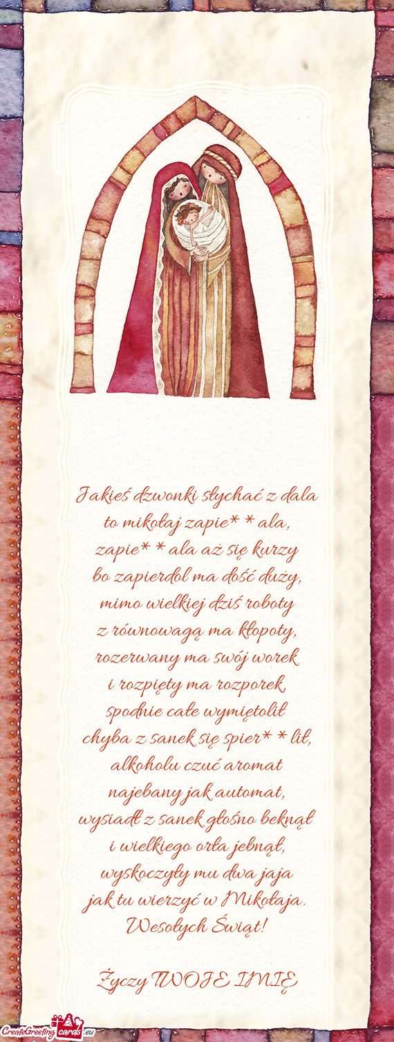 Jakieś dzwonki słychać z dala  to mikołaj zapie**ala,  zapie**ala aż się