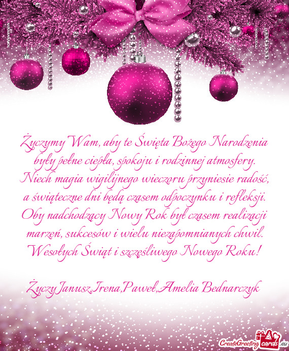 Janusz,Irena,Paweł,Amelia Bednarczyk