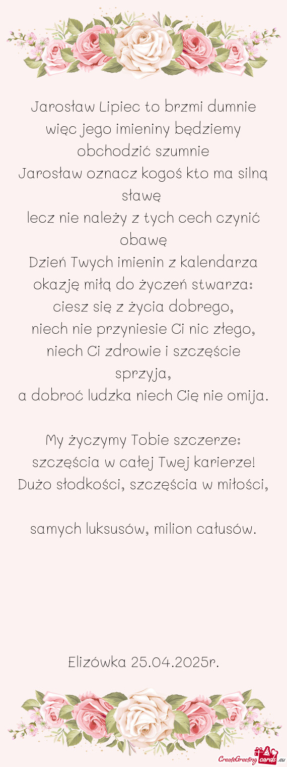 Jarosław Lipiec to brzmi dumnie