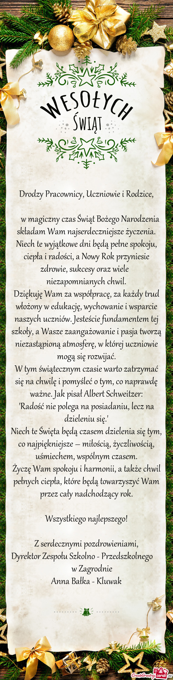 Jątkowe dni będą pełne spokoju, ciepła i radości, a Nowy Rok przyniesie zdrowie, sukcesy oraz