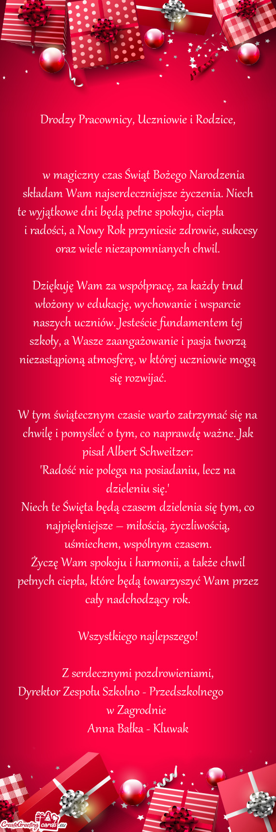 Jątkowe dni będą pełne spokoju, ciepła    i radości, a Nowy Rok przyniesie zdrowie